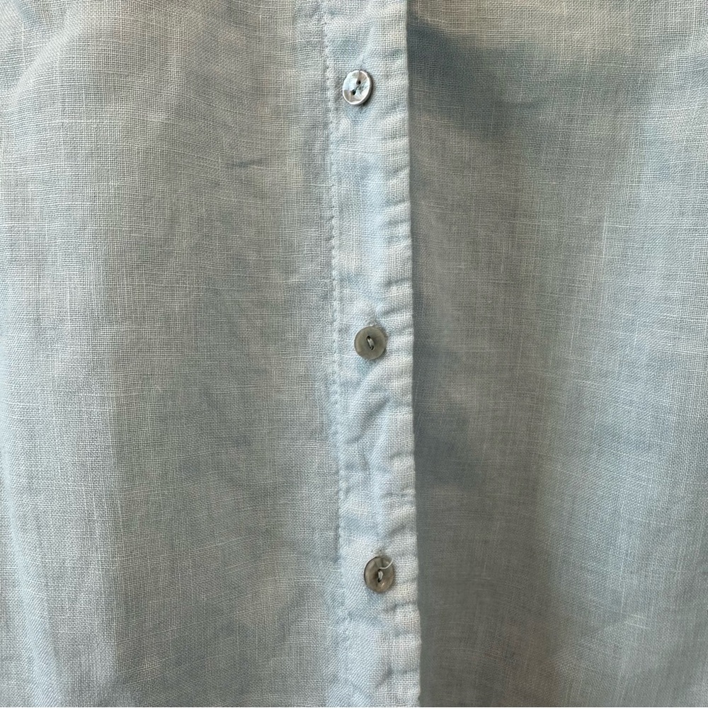 Suzy D Madison Linen V Neck Shirt Blouse Button Up Beach Career Casual Natural - Picture 10 of 13
